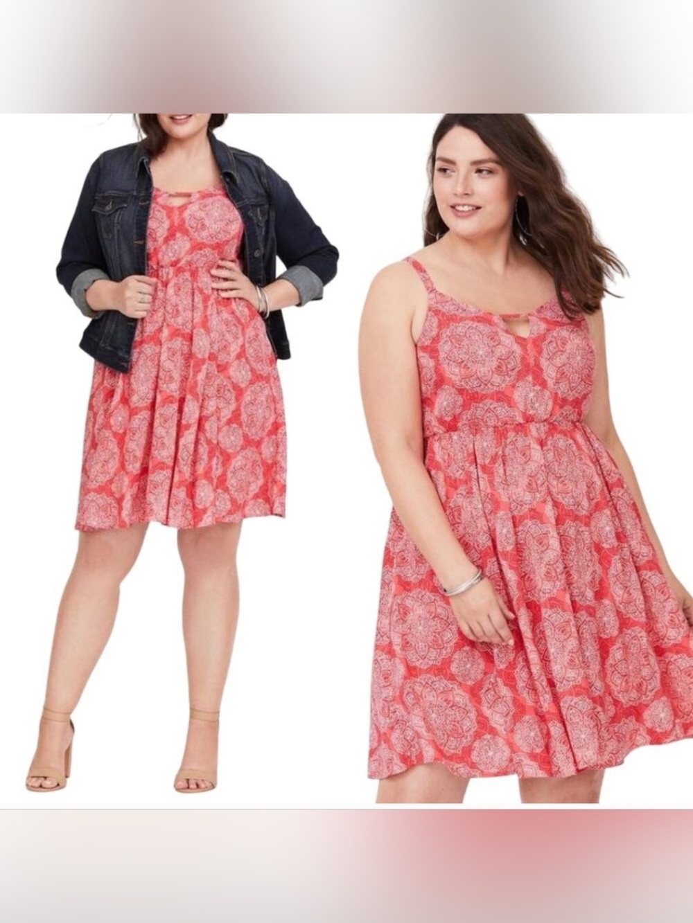Torrid coral medallion cutout challis dress